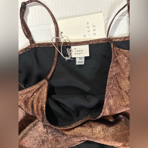 A New Day Copper Metallic Cami Slip Dress XS NWT - Picture 8 of 9